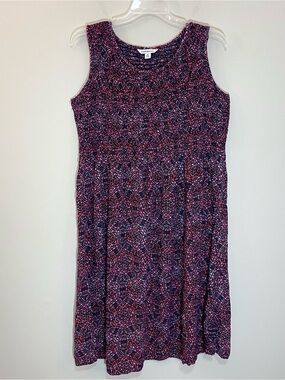 Croft & Barrow Red Kaleidoscope Smocked Dress 1X